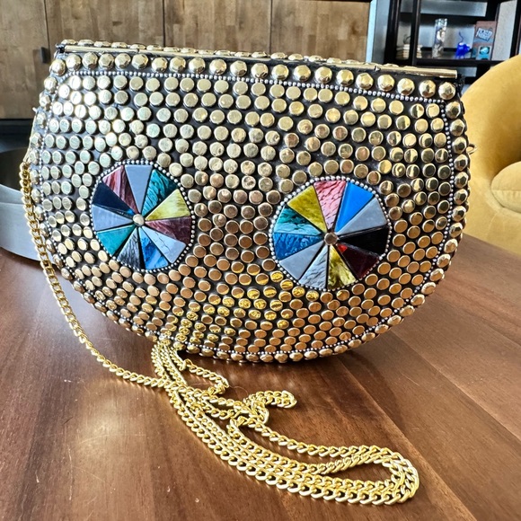 Artisan Nepal Metal Studded Mosaic Shoulder Bag - Picture 4 of 8